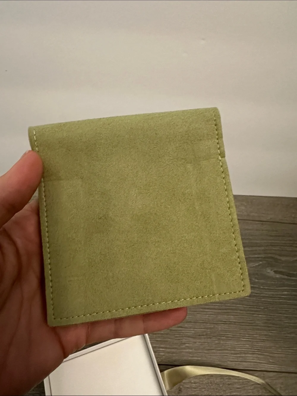 Van Cleef & Arpels Olive Green Suede Jewelry Pouch